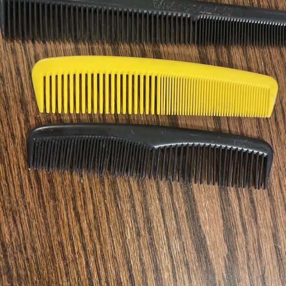 HAIR COMB LOT Vintage Retro Mod Pocket Unbreakable USA Yellow Black - Picture 2 of 4